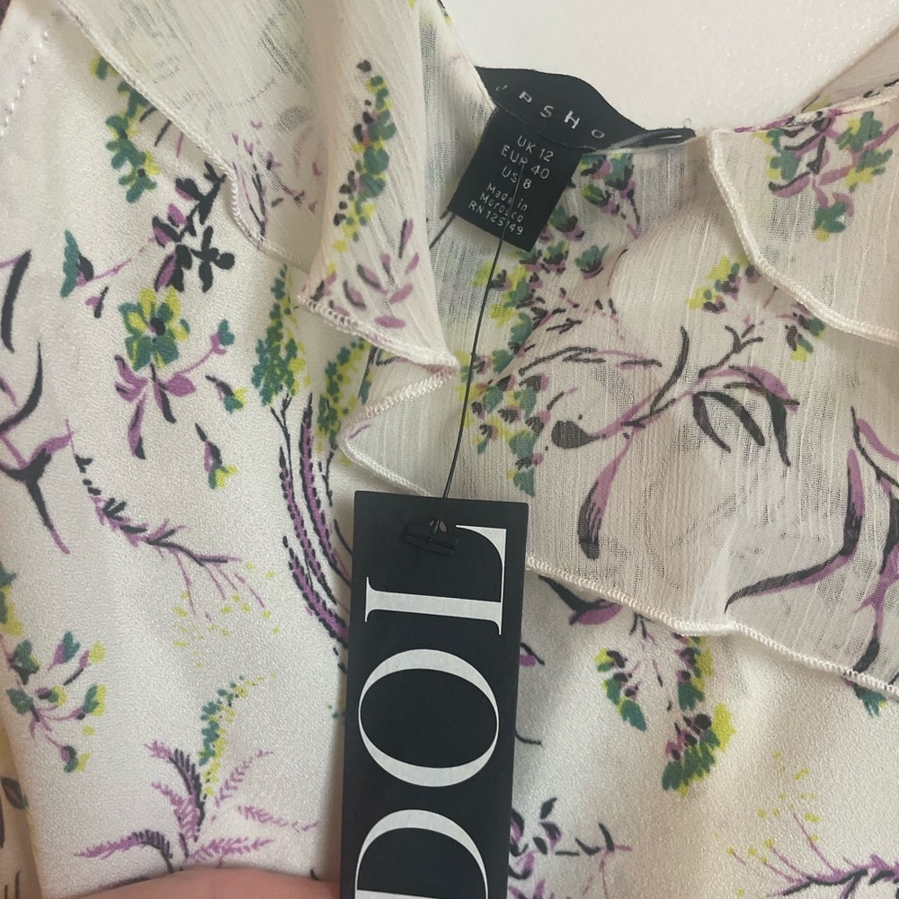 NWT Topshop Women's Dress Idol Midi Ruffle Frill Floral Print Sleeveless Size 8 - Picture 4 of 8
